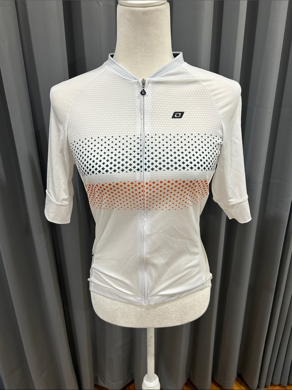 Lameda Lightweight Women's Cycling Jersey - White with Blue & Orange Accents